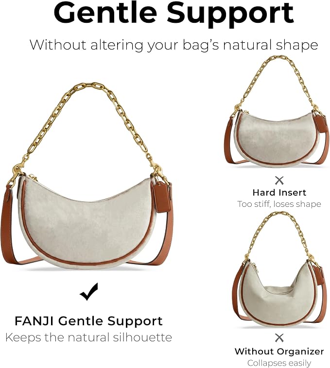Purse Organizer Insert for Moon-Shaped Handbags (Medium) — Compatible with Coach Mira Shoulder | Lightweight Slim Curved Bottom Liner ——Size 12 (9.1" L x 4.1" H x 2.2" D) - Image 7