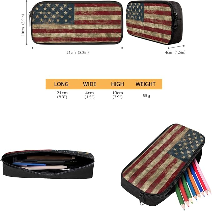 Coloranimal American Flag 3Pcs Backpack Set with School Bag Mini Lunch Bag Pencil Case School Backpack with Adjustable Shoulder Straps 17 Inch Large Capacity Book Bag - Image 4