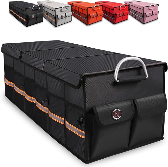 Trunk Organizer Cargo Organizer Trunk Storage Waterproof Collapsible Durable Multi Compartments-((Oversize,Black) by LILIBZAKI