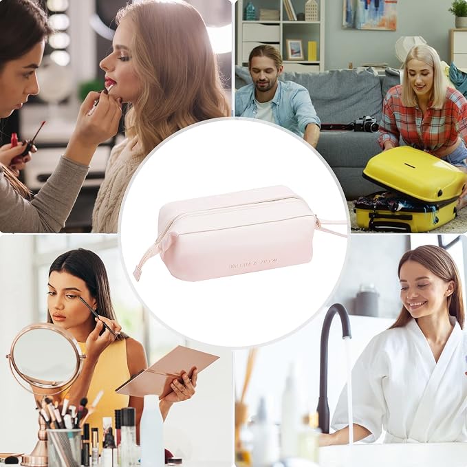 CORIOS Toiletry Bag For Women Portable Make Up Bag Waterproof Wash Bag PU Leather Cosmetic Bag Bathroom Shower Bag Multifunctional Travel Organizer For Shampoo, Cosmetics, Toiletries White C - Image 6