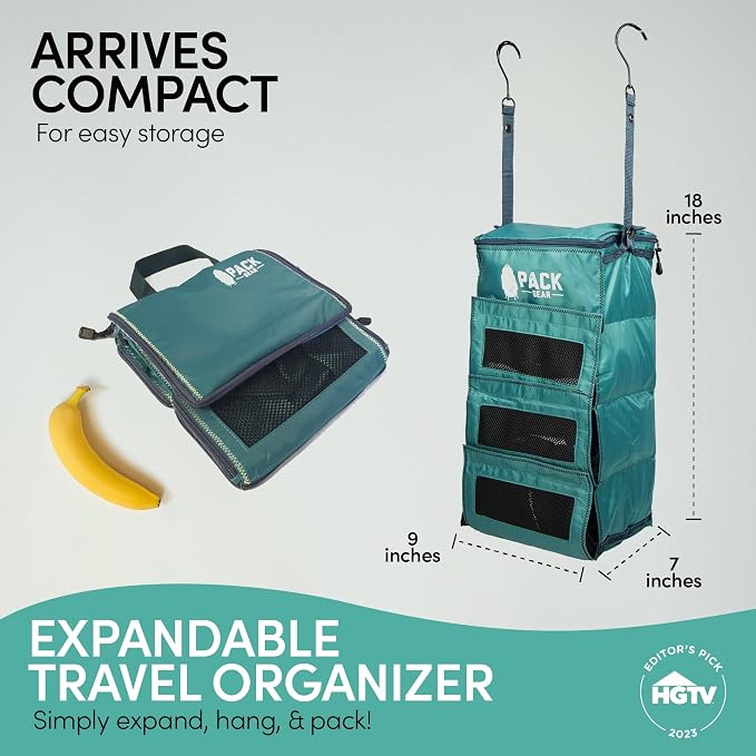 Pack Gear Hanging Luggage Organizer - Our Carry On Closet Insert Fits inside easily - Our Hanging Luggage Organizer Uses Velcro to Allow Instant Access to your Clothes (Mesh Green, Carry-On Size) - Image 2
