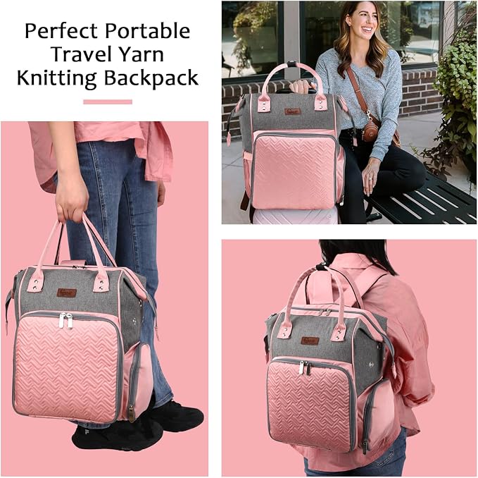 crochet bag,knitting bagBackpack and Tote Bag Storage Bag ，Large capacityYarn Storage Organizer Travel Crochet Bag Women Carrying Crochet Accessories Knitting Needles Crochet - Image 6