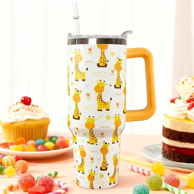 30 Oz Giraffe Tumbler With Handle Coffee Travel Mug Cup Water Bottle,Giraffe Gifts for Women
