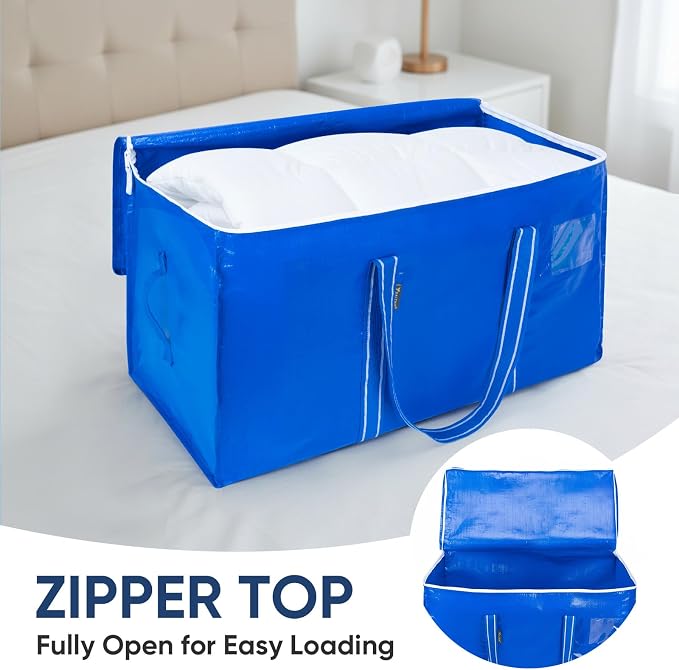 BALEINE 2-Pack Oversized Moving Bags with Reinforced Handles, Heavy-Duty Storage Tote for Clothes, Moving Supplies (Royal Blue, 2-Pack) - Image 6