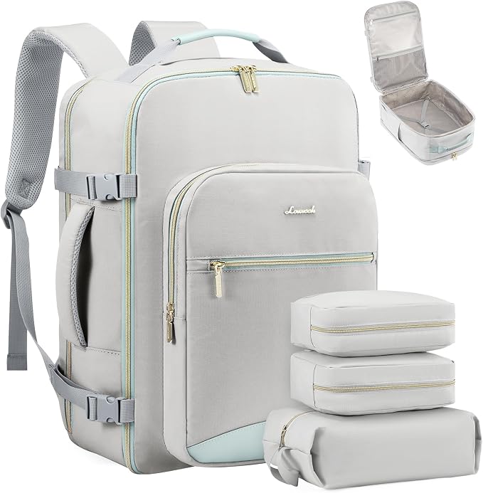 LOVEVOOK 40L Travel Backpack Flight Approved Carry on Backpack,3 Packing Cubes,Waterproof Personal Item Travel Bag,TSA Carry on Luggage Suitcase Travel Essentials,Gifts for Women & Men,fits 17" Laptop by LOVEVOOK