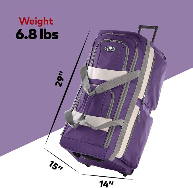 Olympia U.S.A. 29 inch Jumbo Size 8 Pockets Wheeled Rolling Duffel Bag Water Resistant Luggage Lightweight Travel Suitcase with Retractable Handle - Image 3
