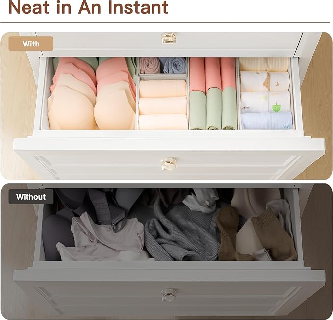 Criusia Drawer Organizer Clothes, 21 Pack Dresser Organizer for Baby Clothes, Underwear, Sock - Foldable Closet Organization and Storage Dividers Bins for Nursery, Bedroom (Oatmeal) - Image 6