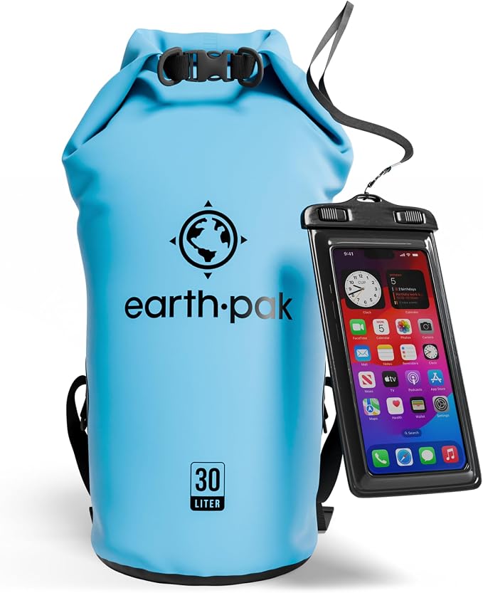 Earth Pak Waterproof Dry Bag - Roll Top Waterproof Backpack Sack Keeps Gear Dry for Kayak with Waterproof Phone Case by earthpak