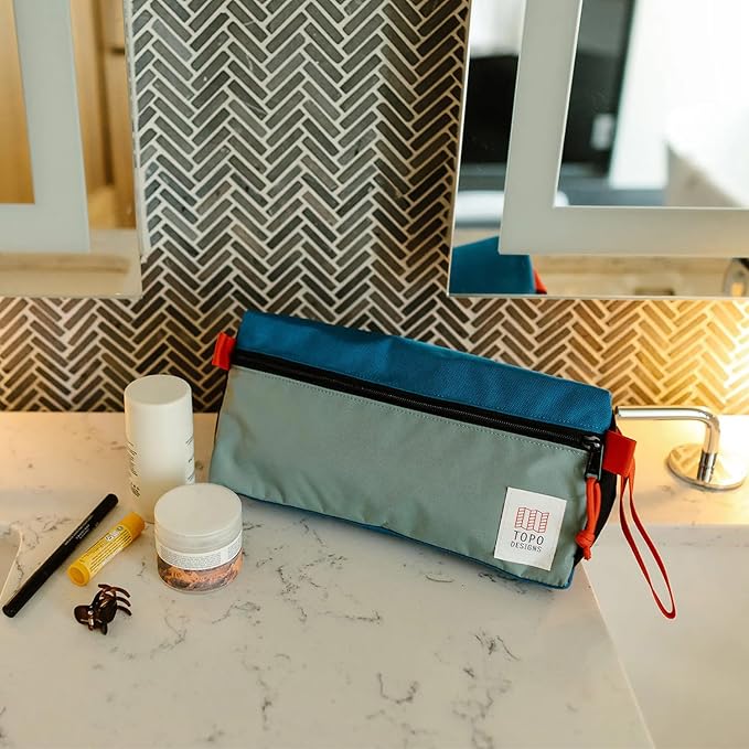 Topo Designs Dopp Kit - Travel Bag for Personal Care Essentials, Self Standing Triangular Shape, Fully Lined for Easy Cleaning, Recycled Nylon (Navy) - Image 8