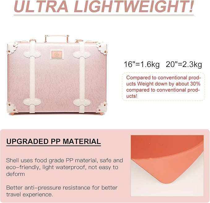 urecity Vintage and Cute Carry-on Overnight Case Non-wheeled Mini Leather Trunk Suitcase with Shoulder Strap - Image 4