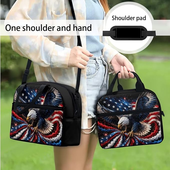 Eagle Kids Backpack for Boys Girls, American USA Flag School Bookbag, Kids 17 Inch Laptop Backpack Pencil Lunch Water Bottle Bag, 4 Pieces Hiking Backpacks Schoolbag Daypack Ages 8-10 10-12 - Image 3