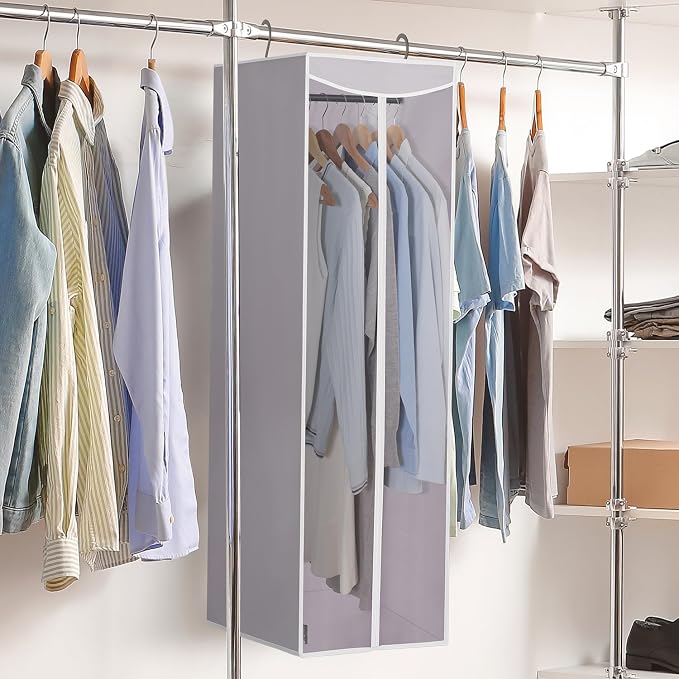 STORAGE MANIAC 2-Pack Hanging Garment Bag Zipper Cover with Sealed Clear Window, Long Garment Cover for Closet Storage Wardrobe Clothes Protector, Large Garment Storage Bag for Dresses,Suits, Grey - Image 8