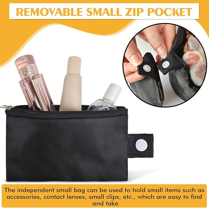 INVODA Drawstring Makeup Bag for Women Cosmetic Bag Large Travel Make up Bags Portable Barrel Toiletry Bag Toiletries Pouch Travel Cosmetic Organizer (Black) - Image 7