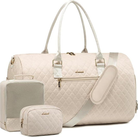 LOVEVOOK Travel Duffle Bag, Weekender Bag for Women with Toiletry Bag, Carry on Overnight Bag with Shoe Compartment,Gym Duffel Bag with Wet Pocket,Mommy Hospital Bags for Labor and Delivery 3Pcs by LOVEVOOK