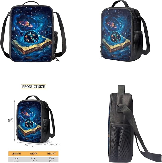 Space Galaxy Backpack for Boys Girls Backpack with Lunch Box Water Bottle Pouch and Zipper Pencil Pouch 4PCS Set Bookbag with Front Pocket for School 17 inch Large Capacity School Bag for Kids - Image 4