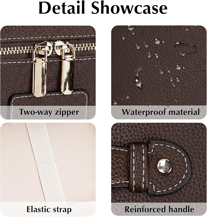 Makeup Case for Women, Leather Makeup Bag Cosmetic Case with Removable Divider, Large Capacity Waterproof Portable Travel Toiletry Make up Organizer Case - Image 3