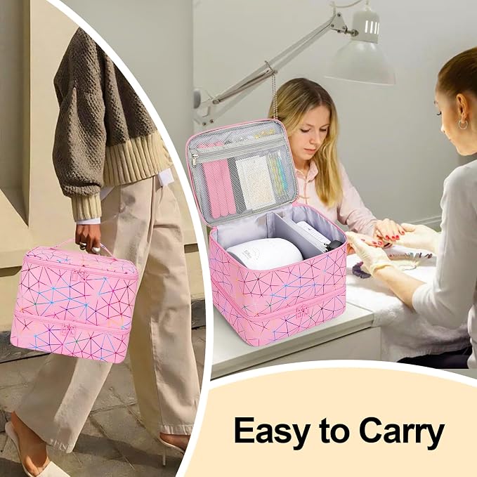 Ethereal Nail Polish Organizer Case, Holds 32+ Bottles(15ml/0.5fl.oz) and Nail Lamp, Double Layer Nail Polish Storage Bag for Nail Kit, Manicure Tools, Gifts for Girls - Image 6