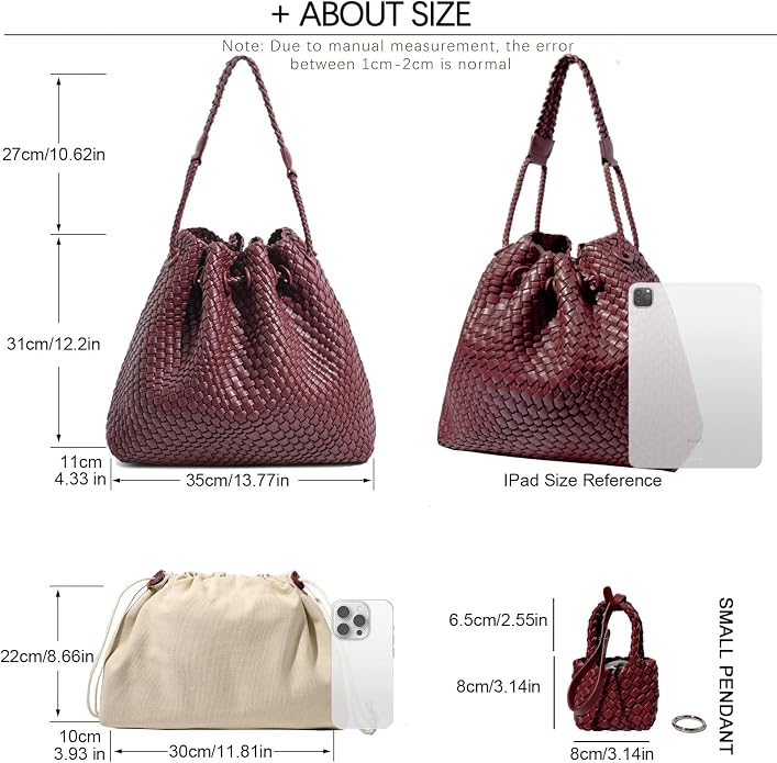 JINMANXUE Woven Purse for Women, Beach Hobo Shoulder Bag, Top-handle Tote Handbag, Shopper Underarm Satchel for Work Travel | Spacious Lightweight - Image 3