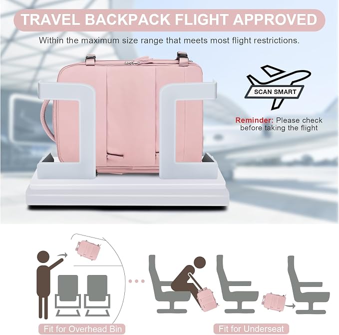 Large Travel Backpack for Women Airline Approved Carry on Backpack for Airplanes Mochila De Viaje Personal Item Travel Bag Spirit Airlines Personal Item Bag 18x14x8 Backpack for Traveling on Airplane - Image 2