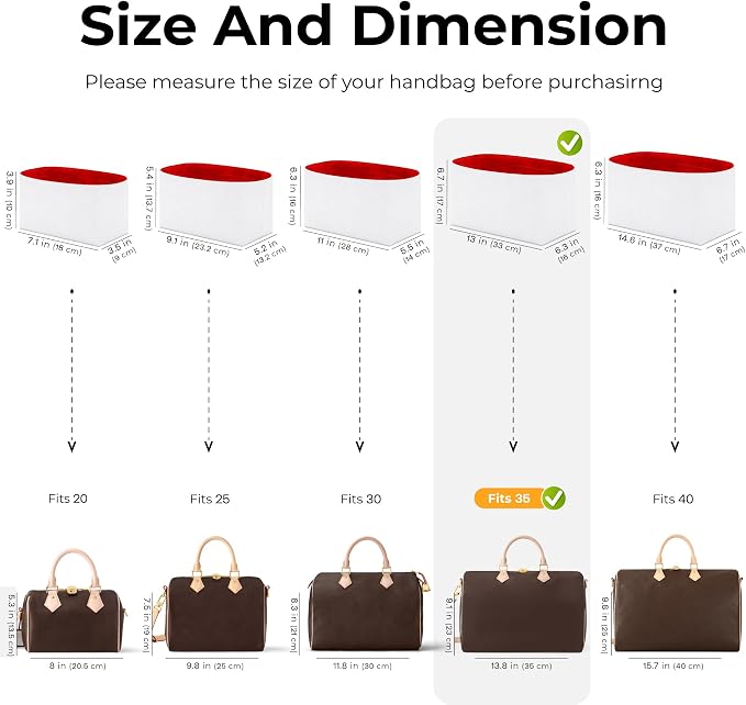 Purse Organizer Insert for LV Speedy 35 Handbag,Custom Fit Inside Premium Rogue Coeur Lightweight WaterResistant Tote Bag Insert with Cup Holder Accessories - Image 2