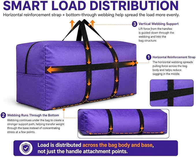 DoYiKe Extra Large Storage Duffle Bag, Duffel Bag for Travel Orange 130L - Image 4