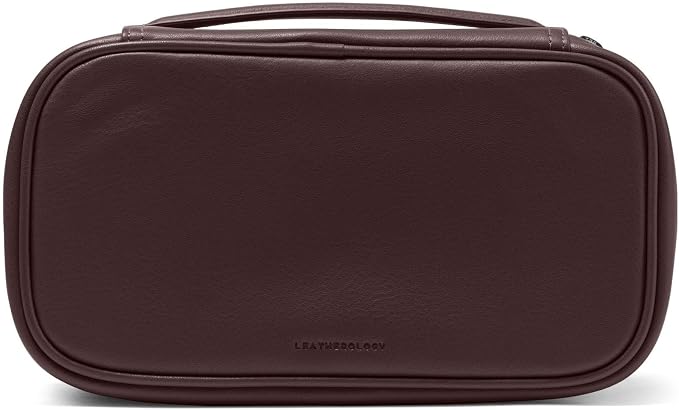 Leatherology Brown Medium Travel Organizer - Zipped mesh storage pocket, elastic loops for organization, metal zipper with leather pull - Image 6