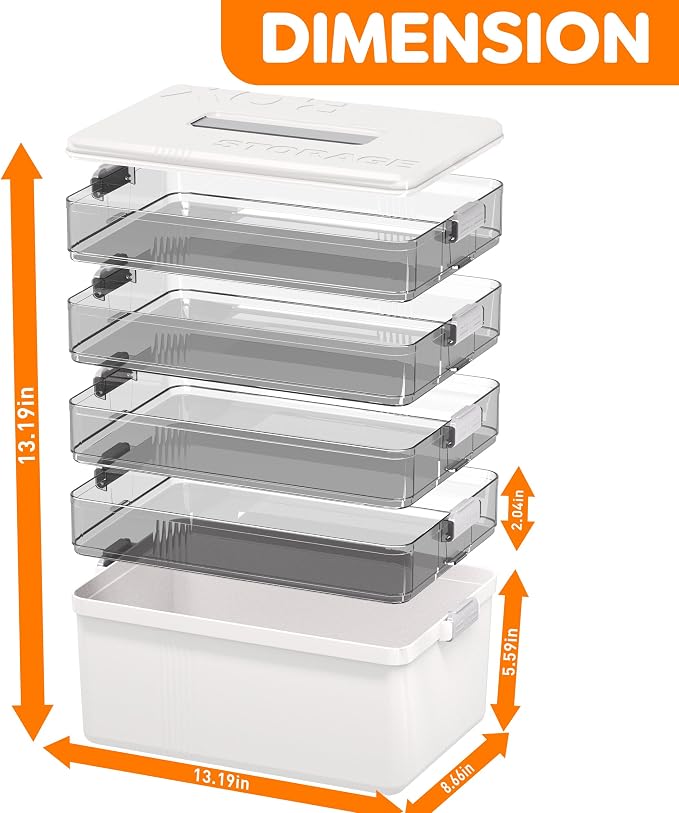 Citylife 5-Tier Medicine Organizer, Portable Medicine Cabinet First Aid Kit with Handle, Multi-Purpose Organizer for Family First Aid, Home, Travel - Image 2