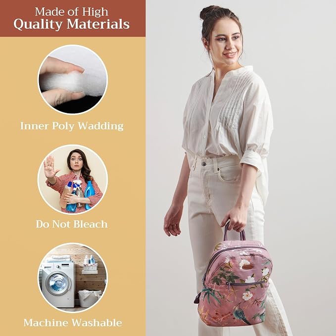 Maison d' Hermine Backpack for Women Men Cotton Shoulder Multipurpose Rucksack with Small Pouch Lightweight Multi Pocket Bag for Travel Work Beach Perfect for Spring Summer (Hokuzai - Violet) - Image 3