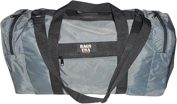 Duffle Bag Wet and Dry with One End Compartment Mesh, Front Pocket Made In USA (Gray) by BAGS+USA