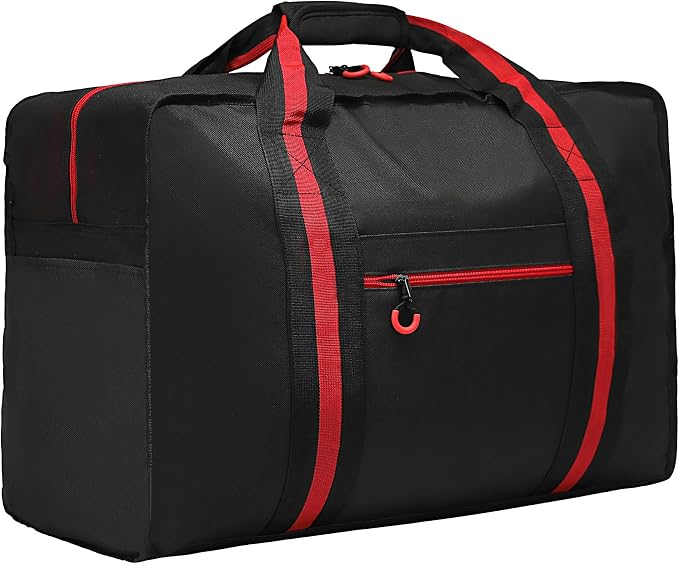 Duffle Bag for Travel Heavy Duty Large Weekender Bag Foldable 65L Overnight Bags for Women Men, Red by HOME