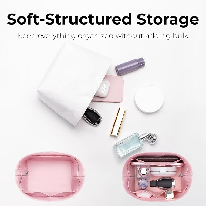 Purse Organizer Insert Compatible with LV All In BB | Handcrafted DuPont™ Tyvek®, Precision 1:1 Custom Fit, Rose Sakura, Keep Bag Clean & Protected for Travel & Commute - Image 9