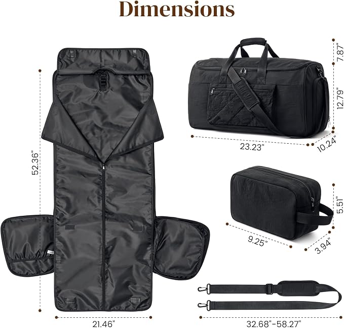 S-ZONE Garment Duffle Bags for Travel Carry on Convertible 2 in 1 Suit Bags Hanging Suitcase with Toiletry Bag 50L - Image 7