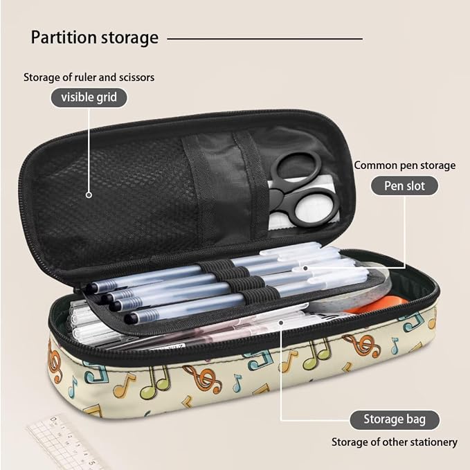 4 Pcs Capybara Music Notes Backpack for Kids, Girls Boys School Backpacks Bookbag Lunch Box Pencil Case Water Bottle Bag for Middle School, Big Student Backpack Back Pack Book Bags, Beige - Image 5