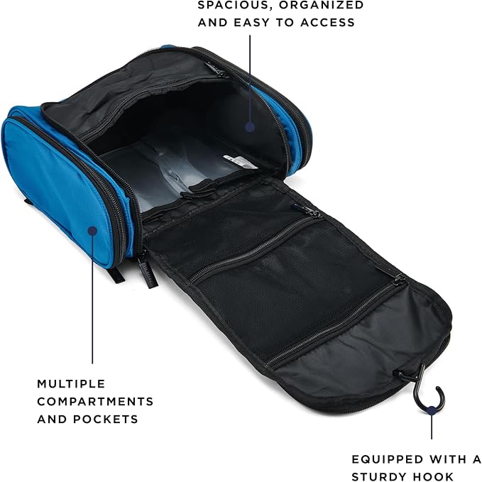 TravelWise Hanging Toiletry Bag, Travel Toiletry Organizer, Blue - Image 3