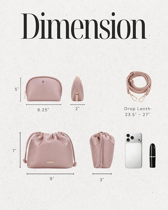 Mali+Lili Lola Beauty Bag Duo, Makeup Bag Travel Cosmetic Bag Set of 2, Vegan Leather Purse Crossbody Bags for Women and Girls, Cute Makeup Pouch, Travel Pouch, Crossbody Purses for Women | Duo - Image 3