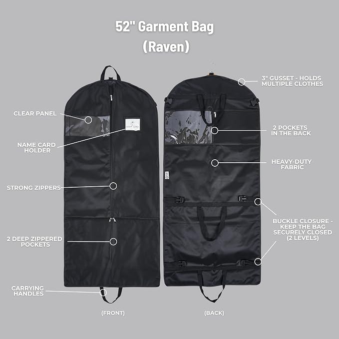 Premium Waterproof Hanging Garment Bag - 52 inch Clothes Bag with Gusset, 4 Pockets, Accessory Pouch & Side Zip for Dance Costumes, Skating, Theatre, Beauty Pageants, Cheer & More. - Image 2