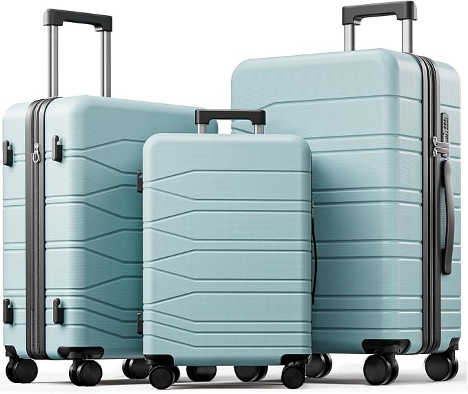 3 Piece Luggage Set, 20/24/28 Inch Expandable Luggage Sets with Spinner Wheels, ABS+PC Hardshell Suitcases, Suitcase Set with Double-Layer Explosion Zipper, TSA Lock by Voyzap