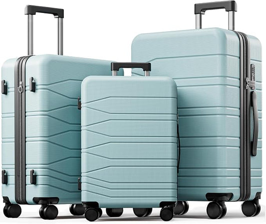 3 Piece Luggage Set, 20/24/28 Inch Expandable Luggage Sets with Spinner Wheels, ABS+PC Hardshell Suitcases, Suitcase Set with Double-Layer Explosion Zipper, TSA Lock by Voyzap