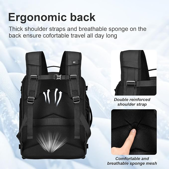 Carry On Travel Backpack Flight Approved Laptop Backpack for Women Men | Personal Item Travel Bag, Casual Weekender Daypack with Wet Pocket for Business, Hiking - Image 8