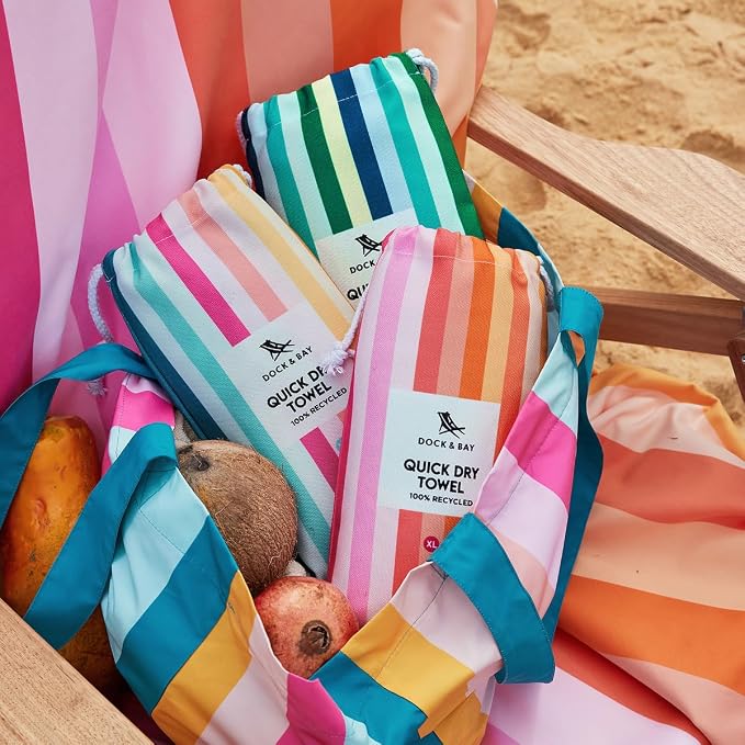 Dock & Bay Beach Towel - Quick Dry, Sand Free - Compact, Lightweight - 100% Recycled - Includes Bag - Rainbow Shores - Set of 4 - Extra Large (200x90cm, 78x35) - Image 2