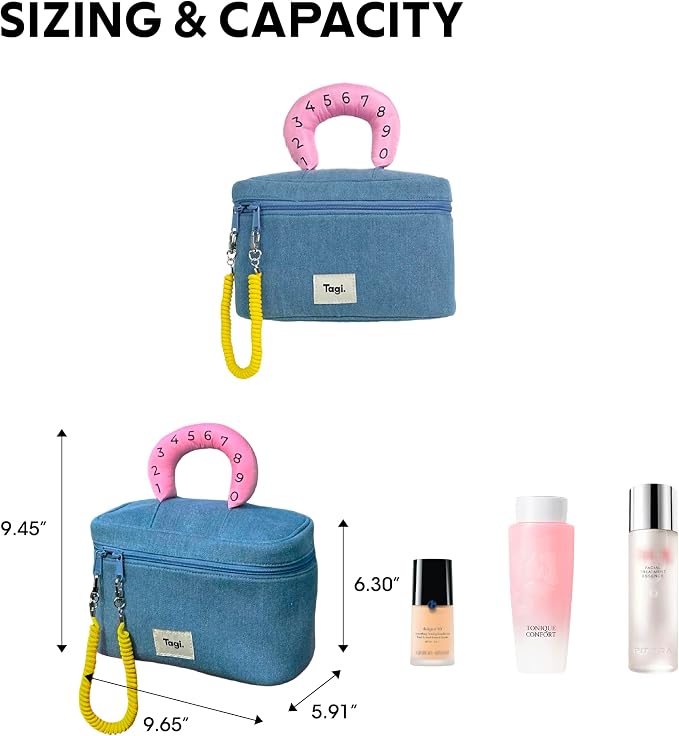 Tagi. Callme Hotdog Large Capacity Travel Makeup Bag, Waterproof Polyester Cosmetic Bag for Women, Wide-Open Flat Pouch for Toiletry & Travel, Portable Organizer with Handle & Dividers - Image 2