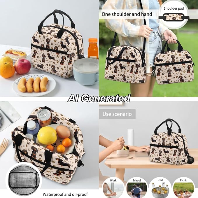 Kids Backpack for School Boys and Girls Dachshund School Backpack with Lunch Box and Pencil Case for Children Bookbag Large Capacity 3Pcs Set - Image 4