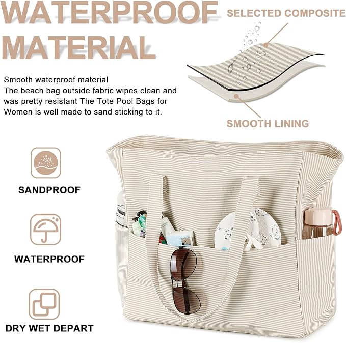 Bluboon Waterproof Beach Tote Pool Bags for Women Ladies Extra Large Carry On Bag With Wet Compartment for Weekender Travel - Image 4