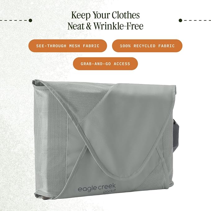 Eagle Creek Pack-It Reveal Garment Folder - Travel Garment Bag with Compression Wings to Maximize Luggage Space - Convenient Top Handle - Quick Drying Material - Storm Grey - Large - Image 2