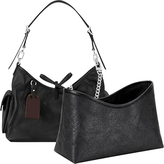 Doxo Purse Organizer Compatible with LV CarryAll Cargo Vibe MM, Upgraded Lightweight Zipper Bag Insert with 8 Compartments, Custom Fit Inside Handbag Divider Shaper Accessories（Black, MM） by Doxo