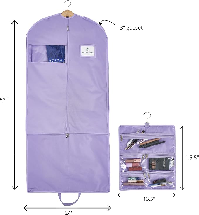 Premium Waterproof Hanging Garment Bag - 52 inch Clothes Bag with Gusset, 4 Pockets, Accessory Pouch & Side Zip for Dance Costumes, Skating, Theatre, Beauty Pageants, Cheer & More. - Image 3
