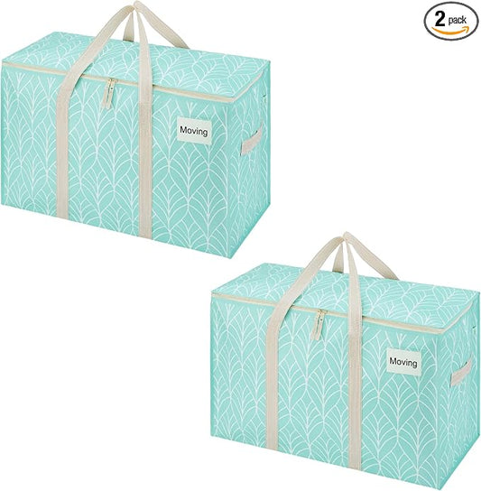 VENO 2 Pack Heavy Duty Moving Bags, Extra Large Storage Bags with Reinforced Handles & Strong Zippers, Foldable & Reusable Moving Box Alternative for Clothes & Dorm Storage by Veno