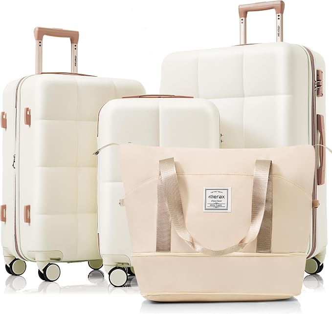 Luggage Sets 4 Piece, Hardside Suit case with TSA Lock and Cup Holder by Merax