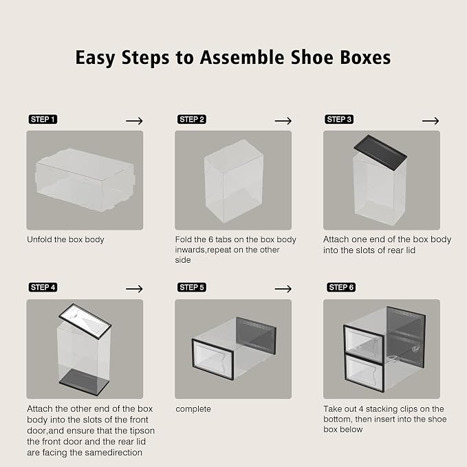 SEE SPRING 12 Pack Shoe Storage Box, Clear Plastic Stackable Shoe Organizer for Closet, Space Saving Shoe Rack for Entryway Sneaker Container Bin Holder (Black) - Image 8