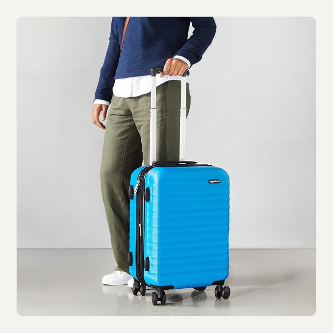 Amazon Basics 21" Hardside Carry-On Luggage with Expandable Space, Scratch-Resistant Surface, Telescoping Handle, Four Multi-directional Wheels, Light Blue - Image 3